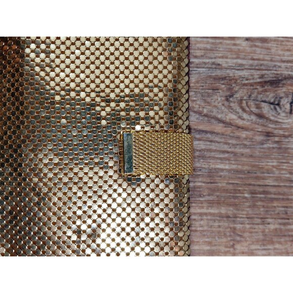 Vintage Whiting and Davis Gold Mesh Tri-Fold Checkbook Bilfold Clutch Metallic main image 6